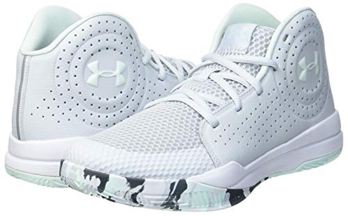 Under Armour Grade School Jet 2019, Zapatillas de Baloncesto, Halo Grey/White/Sea Glass Blue (105), 36 EU