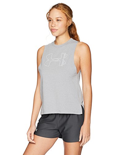Under Armour Playera deportiva para mujer con diseño gráfico, Mujer, Depósito, 1326087-001, Negro/Blanco/Acero, extra-small