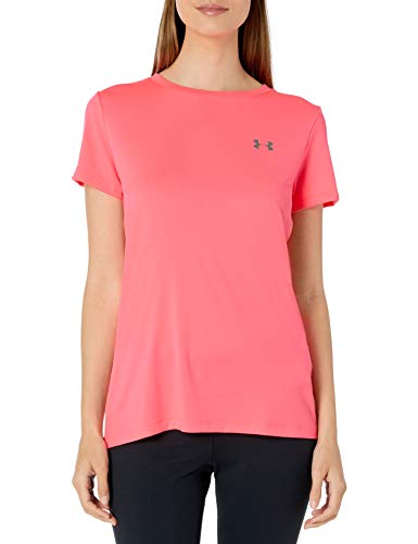 Under Armour Tech - Camiseta de manga corta para mujer - 1277207, playera de manga corta Tech, L, Cereza (653)/Plata Metálica