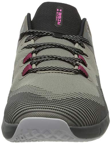 Under Armour UA HOVR Rise, Zapatillas Deportivas para Interior Hombre, Verde (Gravity Green/Pitch Gray/Pink Surge), 49.5 EU