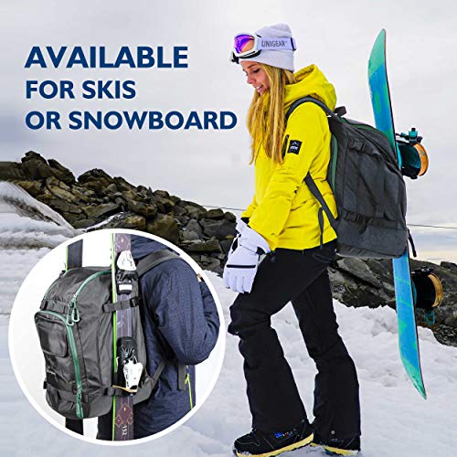 Unigear Bolsa para Botas de Esquí Mochila con Compartimientos de Botas Ropa Casco y Correa para Tabla de Snowboard Gran Capacidad de 55L de Hombre y Mujer Unisex (Gris)