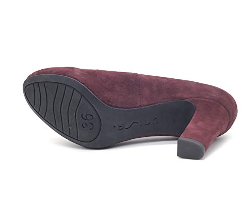 UNISA Nebula - Zapatos de piel de ante con tacón y bandeja interior, suela antideslizante, color burdeos Size: 37 EU
