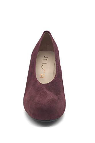 UNISA Nebula - Zapatos de piel de ante con tacón y bandeja interior, suela antideslizante, color burdeos Size: 37 EU
