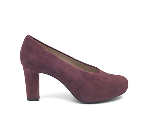 UNISA Nebula - Zapatos de piel de ante con tacón y bandeja interior, suela antideslizante, color burdeos Size: 37 EU