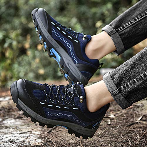 Unitysow Zapatos de Senderismo Hombre Mujer Al Aire Libre Antideslizantes Escalada Deportivo Zapatillas de Trekking Sneakers,Azul-A,41 EU