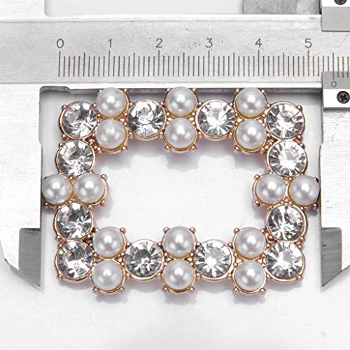 VAILANG 2 Piezas/Set Clip de Zapatos DIY Mujeres Señora Zapatos Sandalias de tacón Alto Decoración Rhinestone Perlas Simulación Encantos Joyas Adornos Huecos Cuadrados Clips únicos de Moda Hebilla