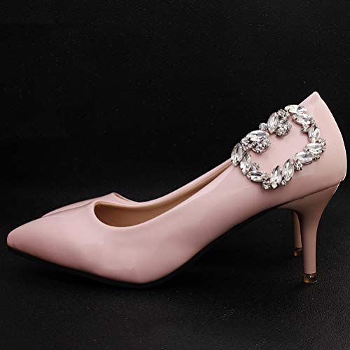 VALICLUD Hebilla de zapatos de cristal con estrás, para manualidades, decoración de zapatos, accesorios para bodas, novias, mujeres (plata)