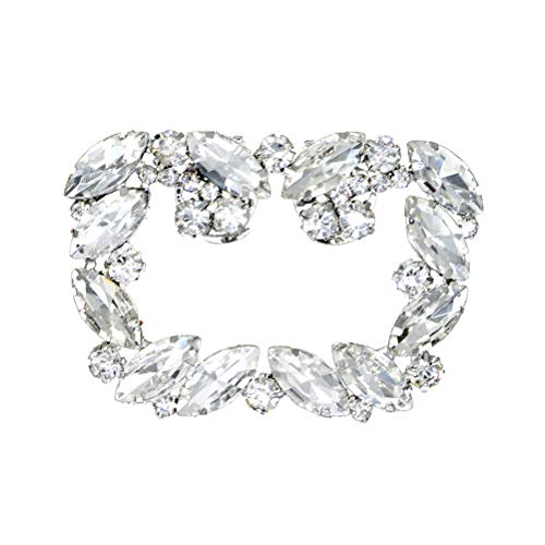 VALICLUD Hebilla de zapatos de cristal con estrás, para manualidades, decoración de zapatos, accesorios para bodas, novias, mujeres (plata)