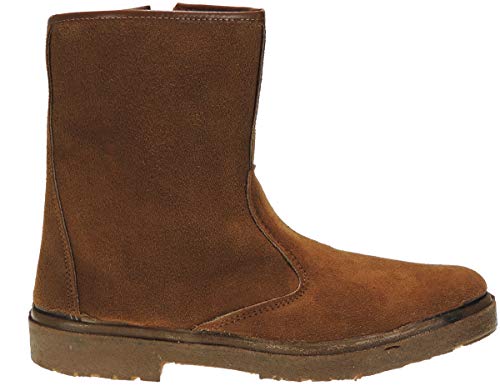 VALLERA 399 Bota Serraje Media Caña para Campo Granja Trabajo Cremallera Labores Agrícolas Forro Lana Invierno Hombre Arena Talla 42