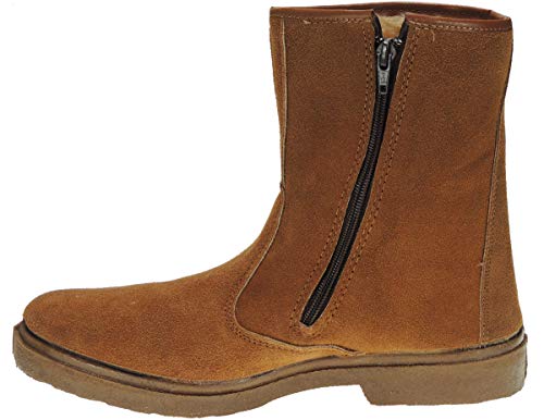 VALLERA 399 Bota Serraje Media Caña para Campo Granja Trabajo Cremallera Labores Agrícolas Forro Lana Invierno Hombre Arena Talla 42