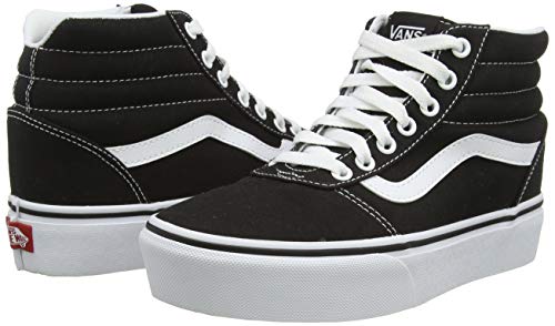 Vans Ward Hi Platform, Sneaker Mujer, Negro ((Canvas) Black/True White 1wx), 36 EU