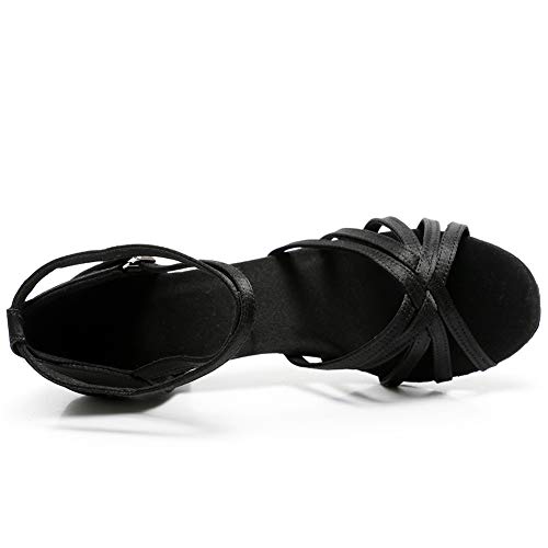 VASHCAME-Zapatos de Baile Latino de Tacón Alto/Medio para Mujer Negro 35 (Tacón-5cm)