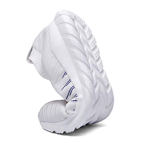 Veluckin Zapatillas Hombre Transpirable Deportivas Tejido de Punto Zapatos Running Hombre Zapatillas para Correr,9003-Blanco,40