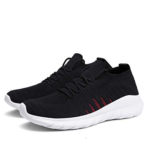 Veluckin Zapatillas Hombre Transpirable Deportivas Tejido de Punto Zapatos Running Hombre Zapatillas para Correr,9003-Negro,41
