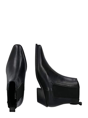 VERO MODA Vmsteph Leather Boot, Botas Mujer, Negro, 36 EU