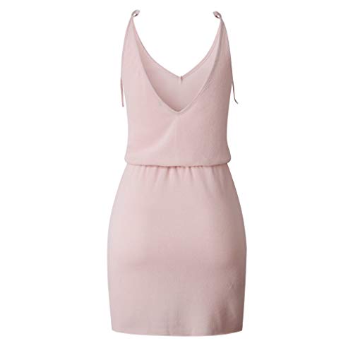 Vestido de Punto para Mujer, Dragon868 Mini Vestidos Cortos con Vendaje, Cuello En V Sin Respaldo Vestido de Playa, Vestidos Desigual Mujer Verano, Vestidos Casual con Cinturón