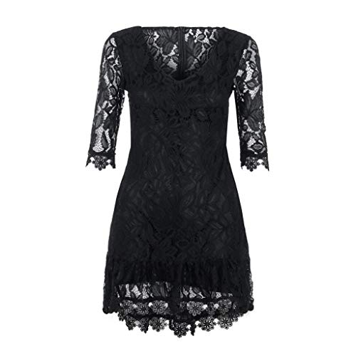 Vestidos Desigual de Encaje Mujer Verano, Dragon868 Vestidos Cortos de Fiesta para Bodas de Noche, 3/4 Manga Cuello En V Vestido de Ajustado, Elegante Lace Dresses