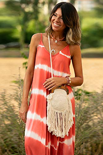 Vestidos Mujer Casual Playa Largos Verano Tie Dye Vestido Boho Sin Mangas Maxi Vestido Tirantes Playa Verano Rojo XL