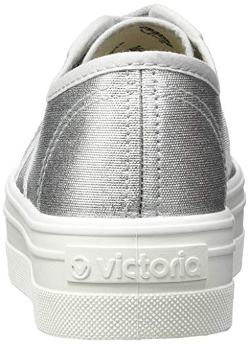 Victoria Barcelona Lona Metalizada, Zapatillas Altas Mujer, Plateado (Plata 14), 38 EU