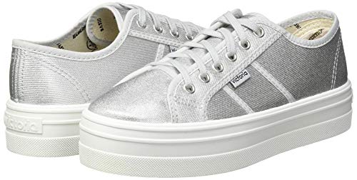 Victoria Barcelona Lona Metalizada, Zapatillas Altas Mujer, Plateado (Plata 14), 38 EU