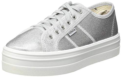 Victoria Barcelona Lona Metalizada, Zapatillas Altas Mujer, Plateado (Plata 14), 38 EU