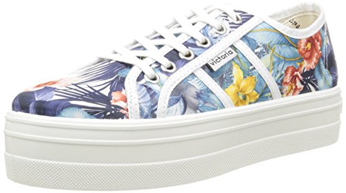 Victoria Basket Flores Y Corazones Plataforma - Zapatillas de deporte Unisex adulto, Blanc (20 Blanco), EU 39