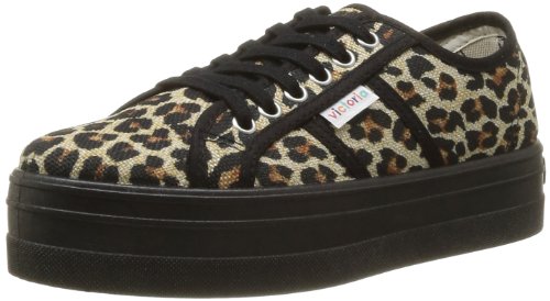 Victoria Blucher Leopardo Plataforma - Zapatillas de Deporte de Tela para Mujer Negro Negro 38