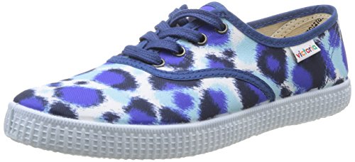Victoria Inglesa Estamp Huella Tigre - Zapatillas de Deporte de Canvas para Mujer Azul Bleu (Azul) 37