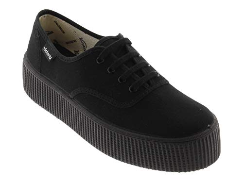 victoria Plataforma VICTORIA 1915 Doble Lona Piso Negro 1116101-WOMEN para Mujer Negro 39