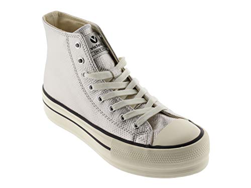 victoria Plataforma VICTORIA Basket Doble BOTÍN Serpiente Metal 1061109-WOMEN para Niñas Adolescentes Plata 39