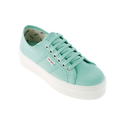 Victoria Zapatillas 09200 - Blucher Lona Plataforma, Color Menta, Talla 41