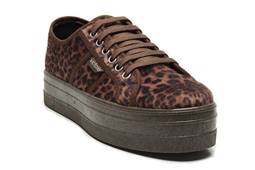 Victoria Zapatillas 09228 - Plataforma Blucher Animal Print Cuero, Color Cuero, Talla 39