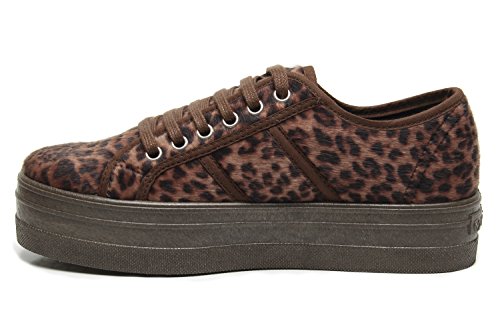 Victoria Zapatillas 09228 - Plataforma Blucher Animal Print Cuero, Color Cuero, Talla 39