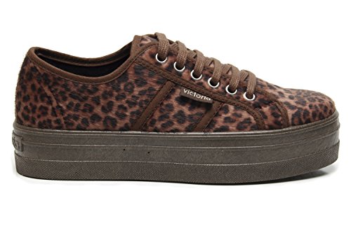 Victoria Zapatillas 09228 - Plataforma Blucher Animal Print Cuero, Color Cuero, Talla 39