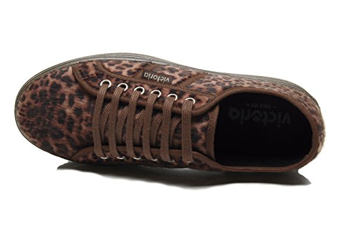Victoria Zapatillas 09228 - Plataforma Blucher Animal Print Cuero, Color Cuero, Talla 39