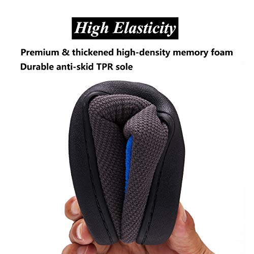 VIFUUR Hombre Zapatillas de casa Espuma de Memoria de Alta Densidad Cálido Interior Lana al Aire Libre Forro de Felpa Suela Antideslizante Zapatos Gris Oscuro / azul46/47