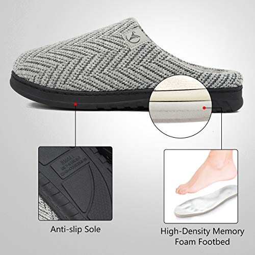 VIFUUR Hombre Zapatillas de casa Espuma de Memoria de Alta Densidad Cálido Interior Lana al Aire Libre Forro de Felpa Suela Antideslizante Zapatos Plata Gris 42/43