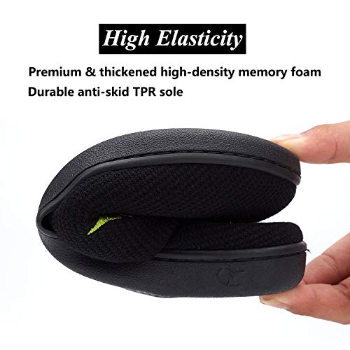 VIFUUR Hombre Zapatillas de casa Espuma de Memoria de Alta Densidad Cálido Interior Lana al Aire Libre Forro de Felpa Suela Antideslizante Zapatos Verde/Negro 44/45