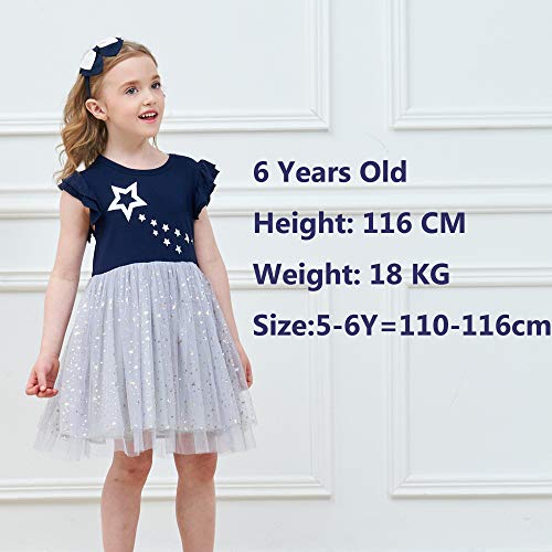 VIKITA Vestido Patrón de Mariposa Unicornio Algodón Tulle Tutu Manga Corta Niñas SH4581 8T