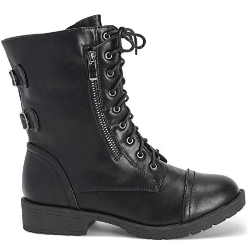 Viva - Botas de media caña con bolsillo exterior y cremallera para mujer, color Negro, talla 38 EU