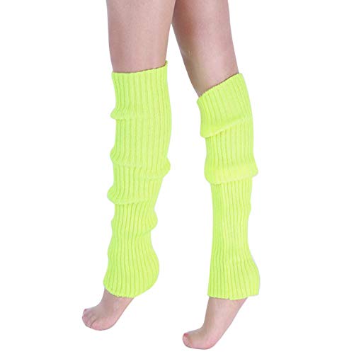 VJGOAL Moda casual para mujer Punto trenzado Mantener caliente Calentadores de la pierna Calcetines Cubierta de la bota Calcetines de la pierna(Un tamaño,Amarillo)