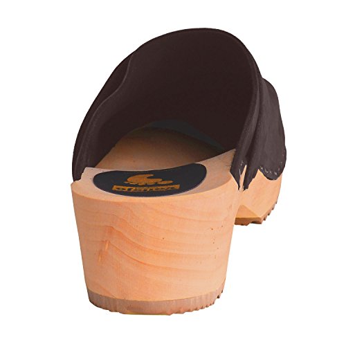 Vollsjo Zuecos De Cuero Genuino Madera Hechos En La UE, Marrón Oscuro,36
