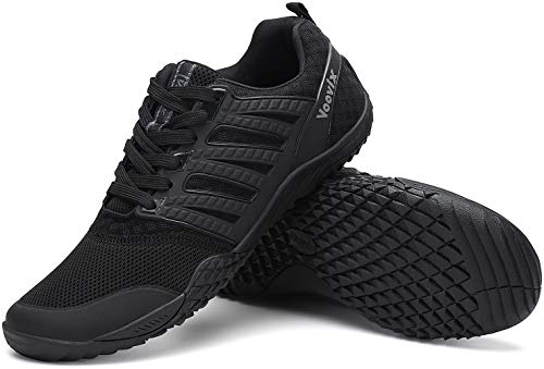 Voovix Hombre Mujer Zapatilla Minimalista de Barefoot Trail Running Unisex Zapatos Descalzos, Negro37