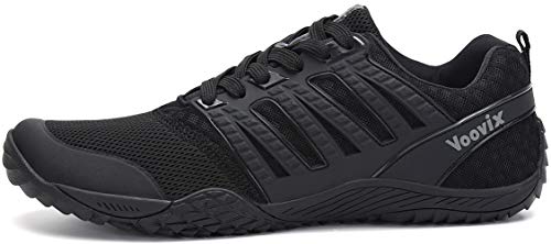 Voovix Hombre Mujer Zapatilla Minimalista de Barefoot Trail Running Unisex Zapatos Descalzos, Negro37