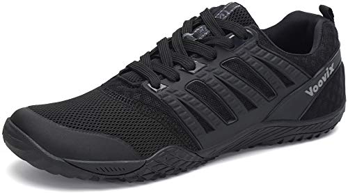 Voovix Hombre Mujer Zapatilla Minimalista de Barefoot Trail Running Unisex Zapatos Descalzos, Negro37