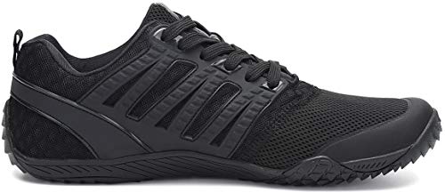 Voovix Hombre Mujer Zapatilla Minimalista de Barefoot Trail Running Unisex Zapatos Descalzos, Negro37