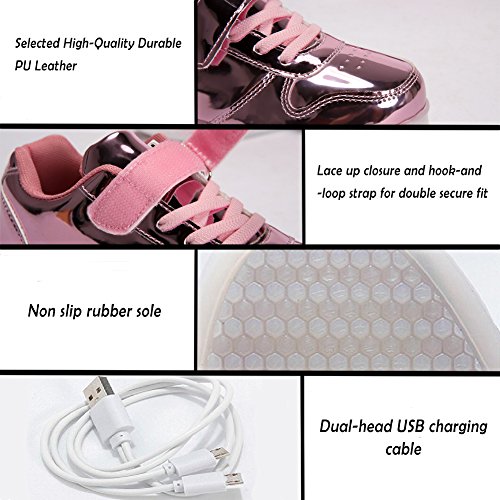 Voovix Kids Low-Top Led Light Up Shoes con Control Remoto Zapatos con Luces para niños y niñas(Rosa01,EU26/CN26)