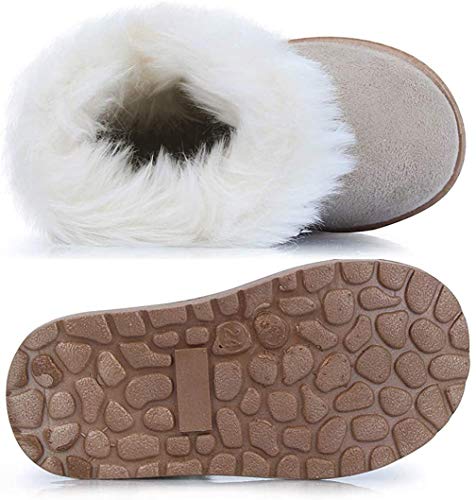 Vorgelen Botas de Nieve para Niños Invierno Felpa Botines Calentar Botas de Nieve Bebés Antideslizantes Zapatos Botas (Beige - 34 EU = Etiqueta 35)