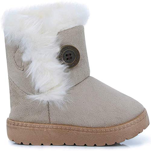 Vorgelen Botas de Nieve para Niños Invierno Felpa Botines Calentar Botas de Nieve Bebés Antideslizantes Zapatos Botas (Beige - 34 EU = Etiqueta 35)