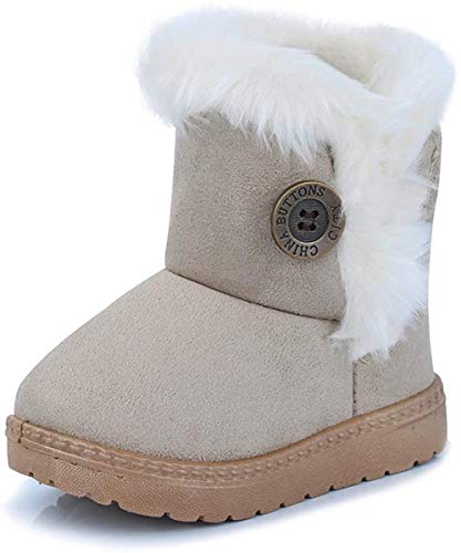 Vorgelen Botas de Nieve para Niños Invierno Felpa Botines Calentar Botas de Nieve Bebés Antideslizantes Zapatos Botas (Beige - 34 EU = Etiqueta 35)